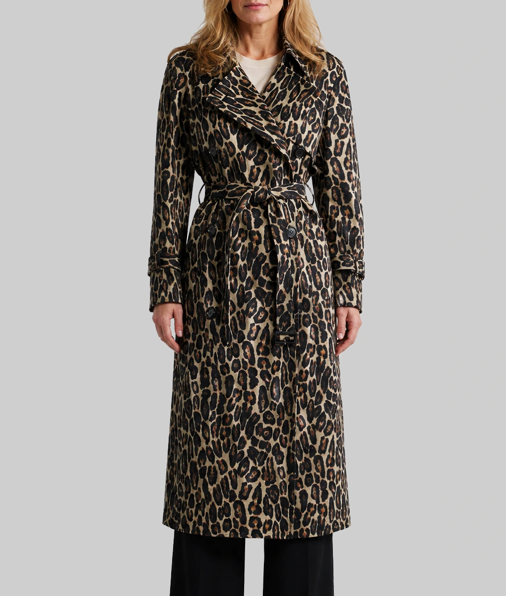 Laenne S02 Kristen Johnston Leopard Print Trench Coat-Front
