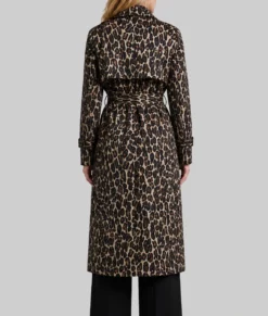Laenne S02 Kristen Johnston Leopard Print Trench Coat-Back