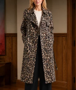 Laenne S02 Kristen Johnston Leopard Print Trench Coat-Front
