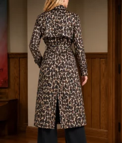 Laenne S02 Kristen Johnston Leopard Print Trench Coat-Back