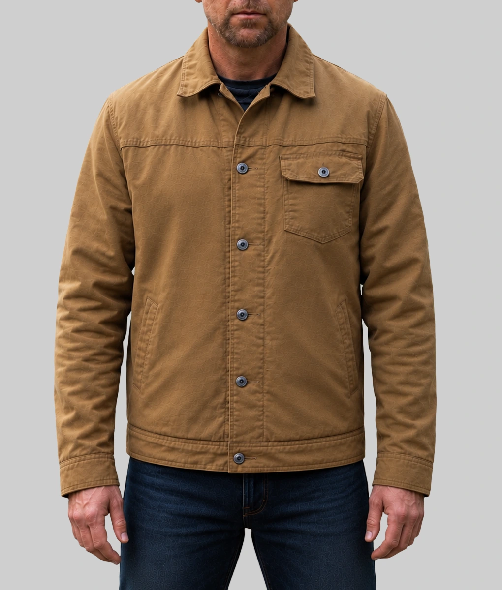 Last Seen Patrick Brammall Brown Cotton Jacket-Front