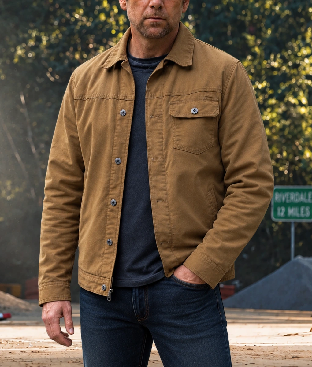 Last Seen Patrick Brammall Brown Cotton Jacket-Front