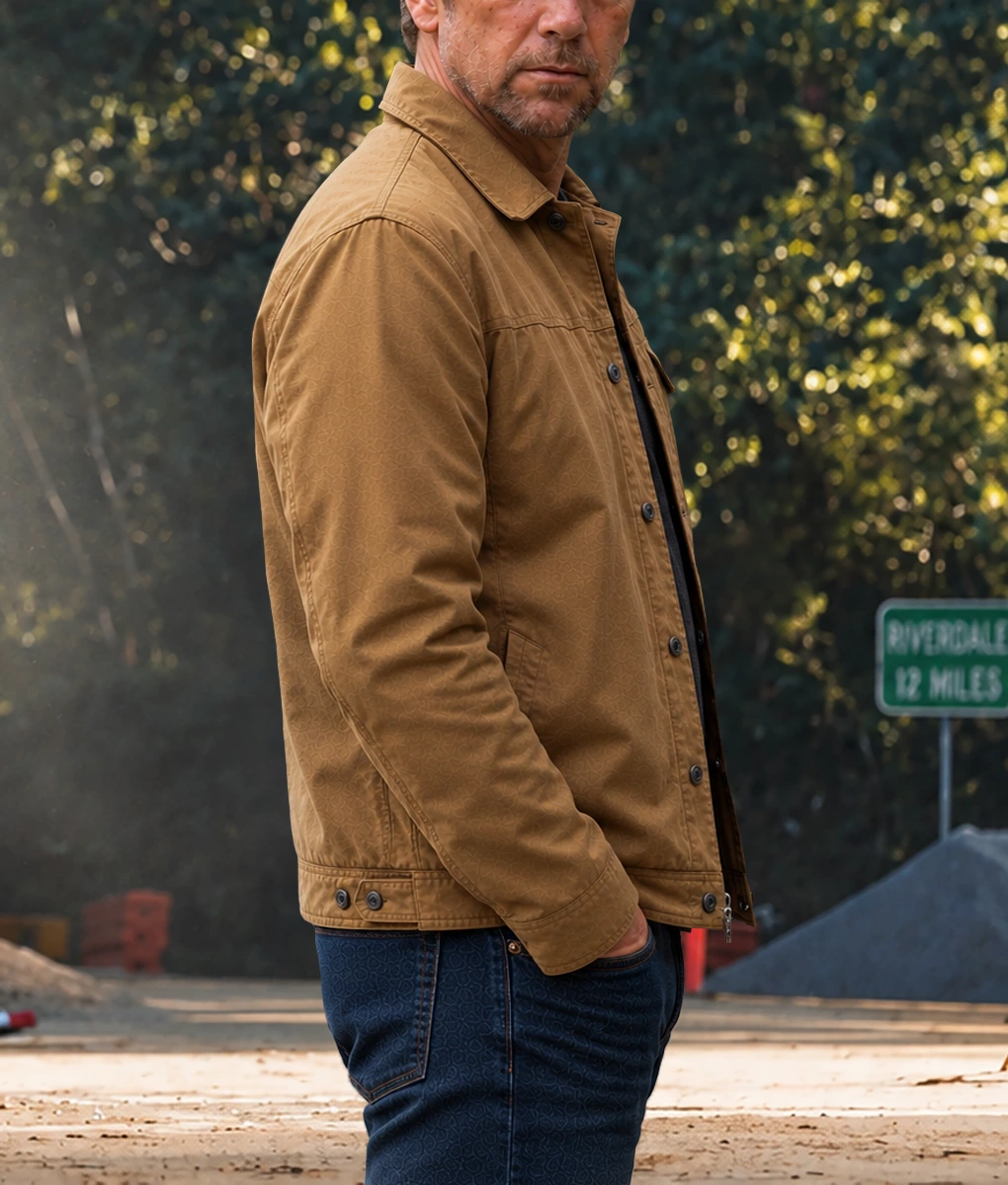 Last Seen Patrick Brammall Brown Cotton Jacket-Side