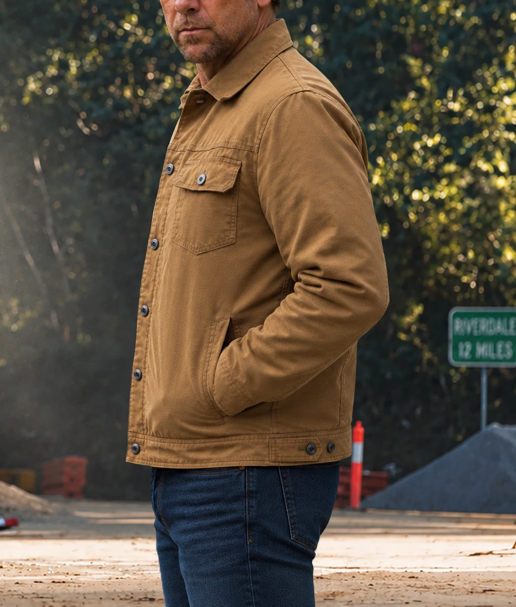 Last Seen Patrick Brammall Brown Cotton Jacket-Side