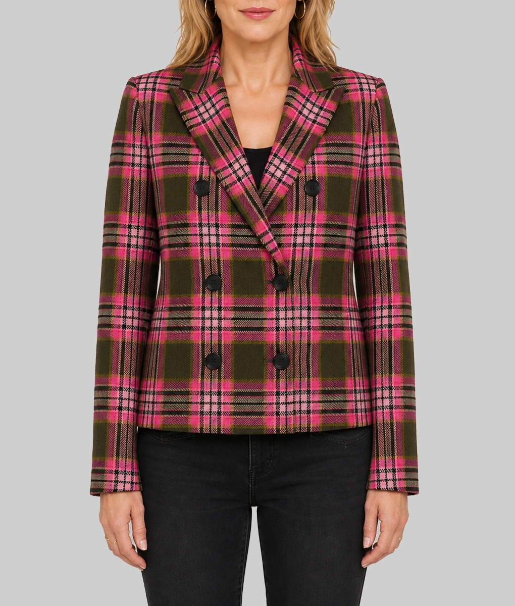 Leanne S02 Kristen Johnston Plaid Blazer-Front