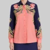 Marble Hall Murders Lesley Manville Floral Print Shirt-Front