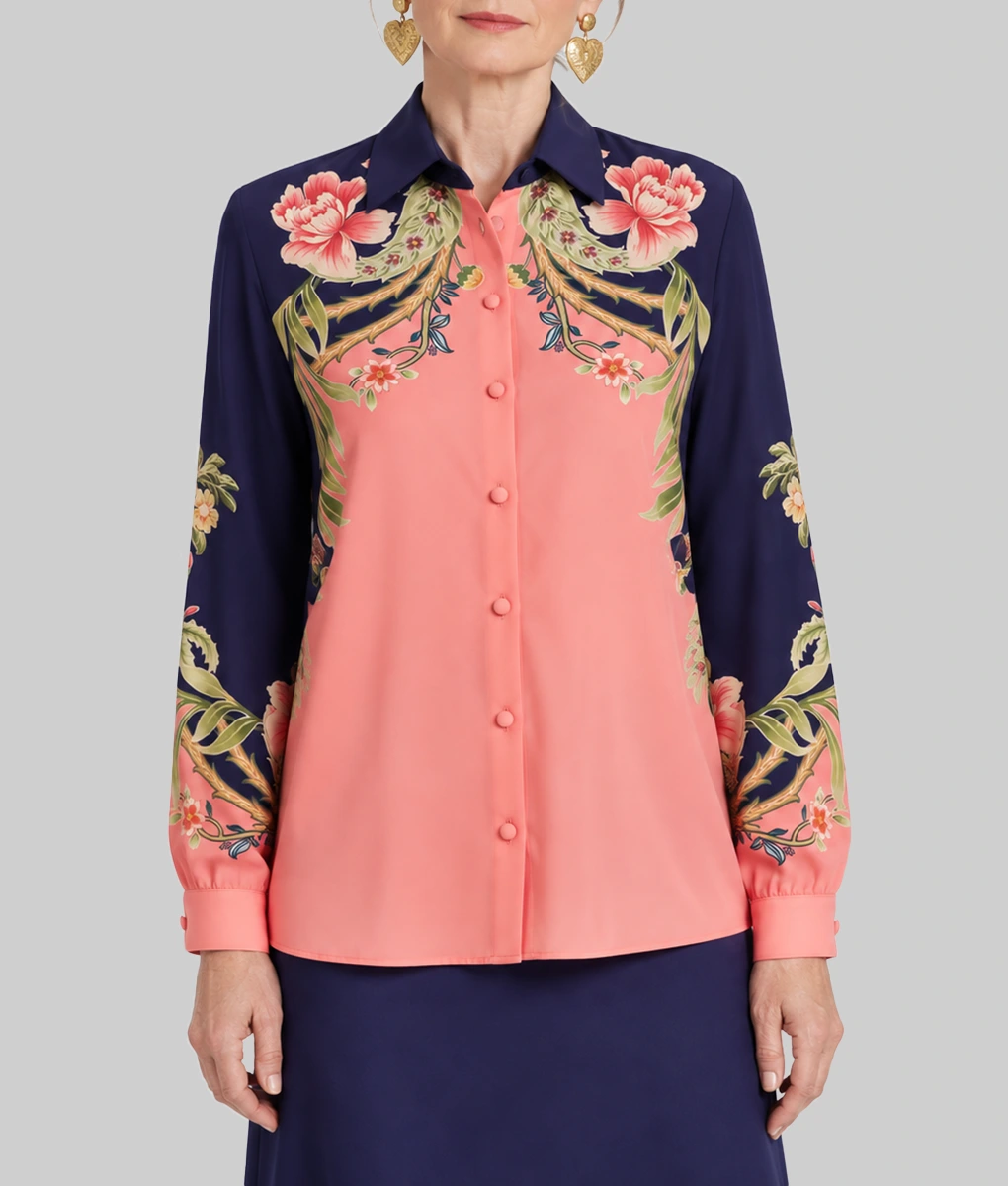 Marble Hall Murders Lesley Manville Floral Print Shirt-Front