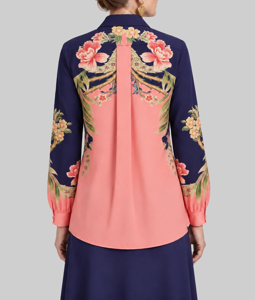 Marble Hall Murders Lesley Manville Floral Print Shirt-Back