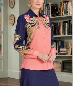 Marble Hall Murders Lesley Manville Floral Print Shirt-Side