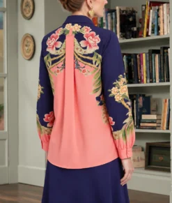 Marble Hall Murders Lesley Manville Floral Print Shirt-Back