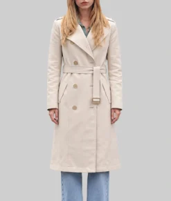 Marfil Ester Expósito Beige Trench Coat-Front