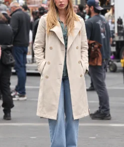 Marfil Ester Expósito Beige Trench Coat-Front