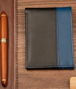 Men’s New Modern Black & Blue Leather Wallet