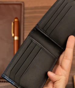 Men’s New Modern Black & Blue Leather Wallet