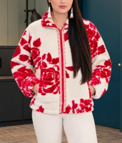North Of North Anna Lambe Floral Sherpa Jacket-Front