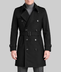 The Runner Damian Lewis Black Trench Coat-Front