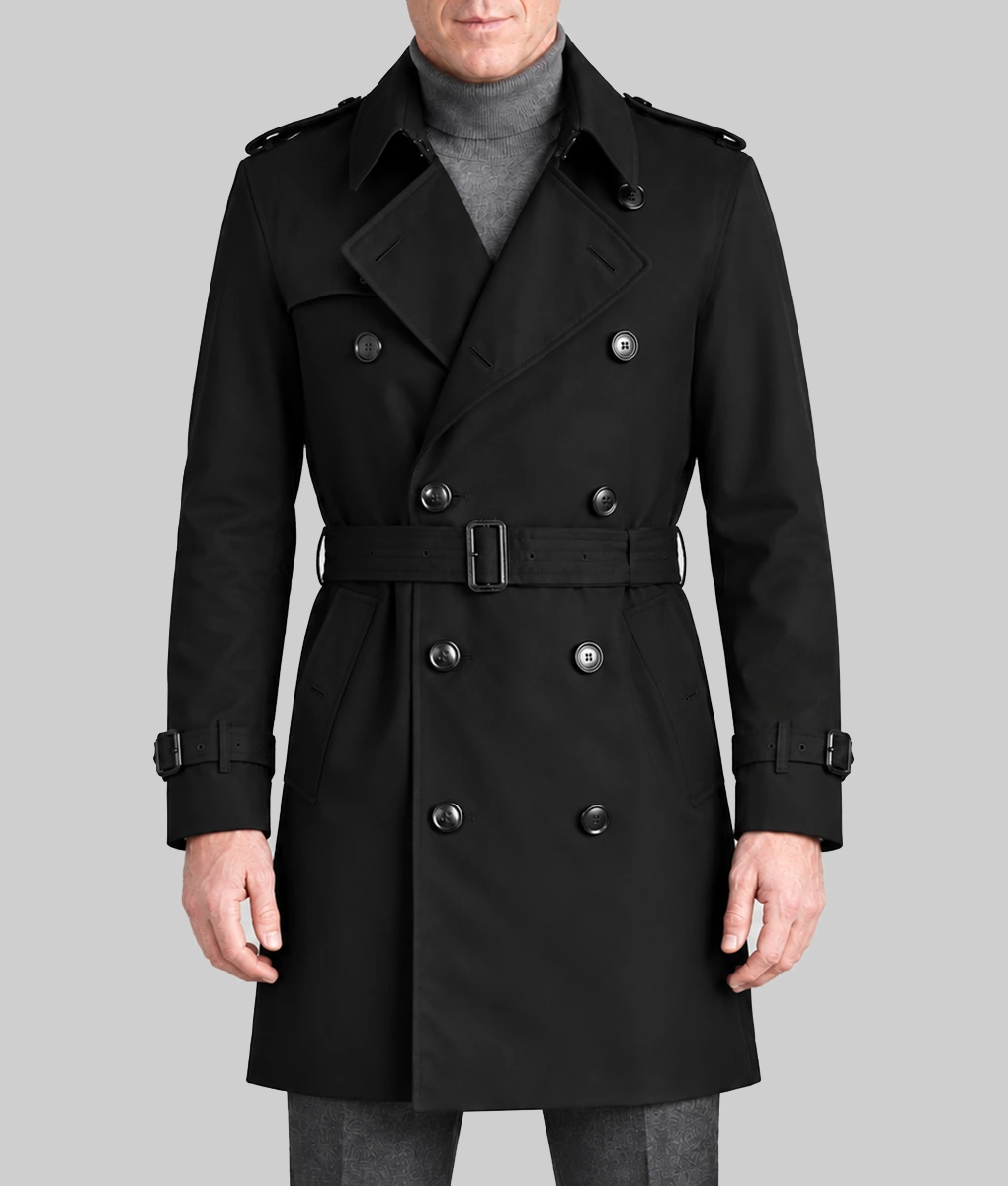 The Runner Damian Lewis Black Trench Coat-Front