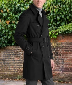 The Runner Damian Lewis Black Trench Coat-Side