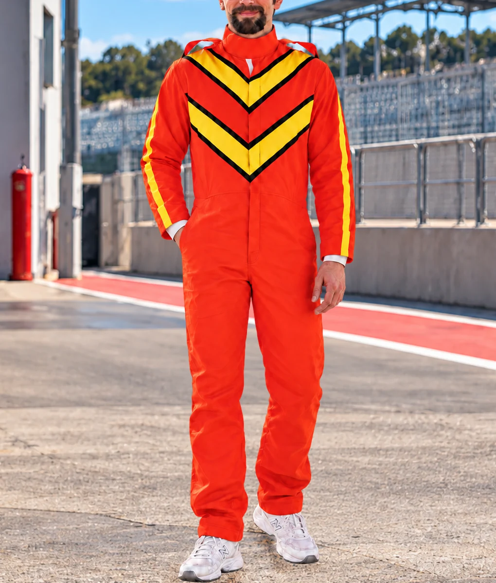 The Stunt Driver Jay Baruchel Orange Jumspuit-Front