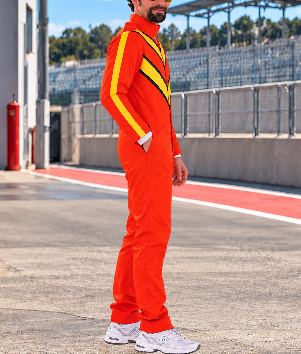 The Stunt Driver Jay Baruchel Orange Jumspuit-Side