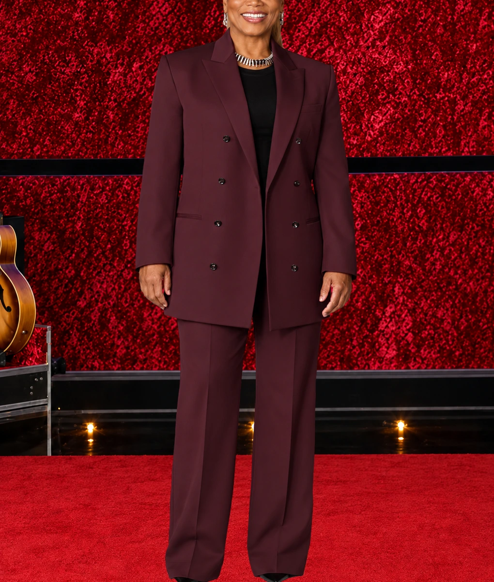 The Voice S30 Queen Latifah Oversized Burgundy Suit-Front