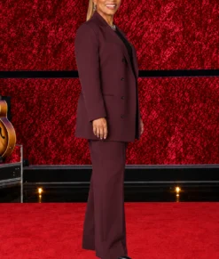 The Voice S30 Queen Latifah Oversized Burgundy Suit-Side