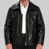 The Westies Titus Welliver Black Leather Jacket-Front