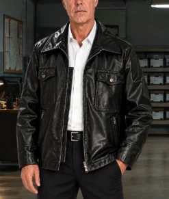 The Westies Titus Welliver Black Leather Jacket-Front