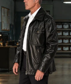 The Westies Titus Welliver Black Leather Jacket-Side