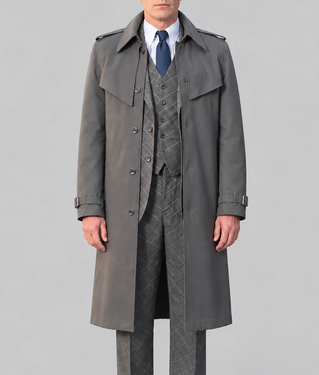 Vision Paul Bettany Grey Trench Coat-Front