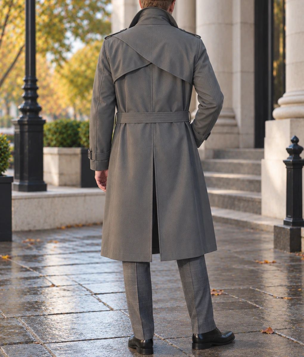 Vision Paul Bettany Grey Trench Coat-Back