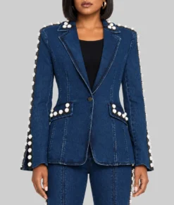 Why Did I Get Married Again Taraji P. Henson Embellished Denim Jacket-Front