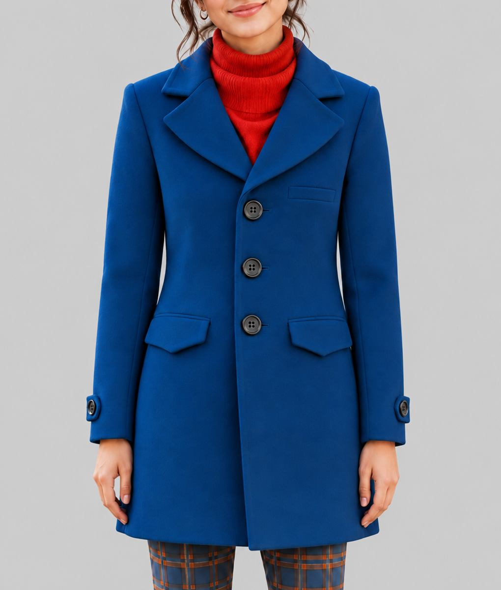 Wildwood Prue Mckeel Blue Wool Coat-Front