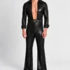 Benson Black Sequin Jumpsuit-Front