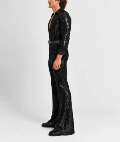 Benson Black Sequin Jumpsuit-Side