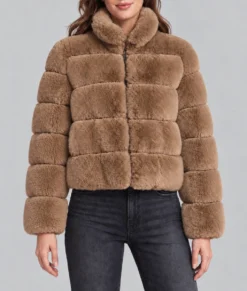 Guarding Stars Leighton Meester Faux Fux Jacket-Front