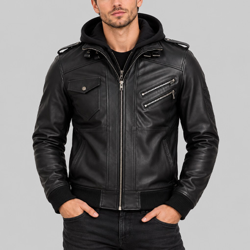 Men's Hooded Leather Jackets