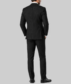 Mens Black Pinstripe 3 Pieces Suit-Back