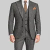 Mens Herringbone Pattern Grey 3 Pieces Suit-Front