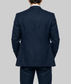 Mens Navy Blue Pinstripe 3 Pieces Suit-Back