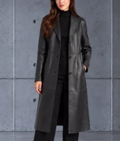 Patient Zero Taylor Black Leather Coat-Front