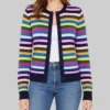 Shrinking Christa Miller Colorful Striped Cardigan-Front