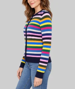 Shrinking Christa Miller Colorful Striped Cardigan-Side